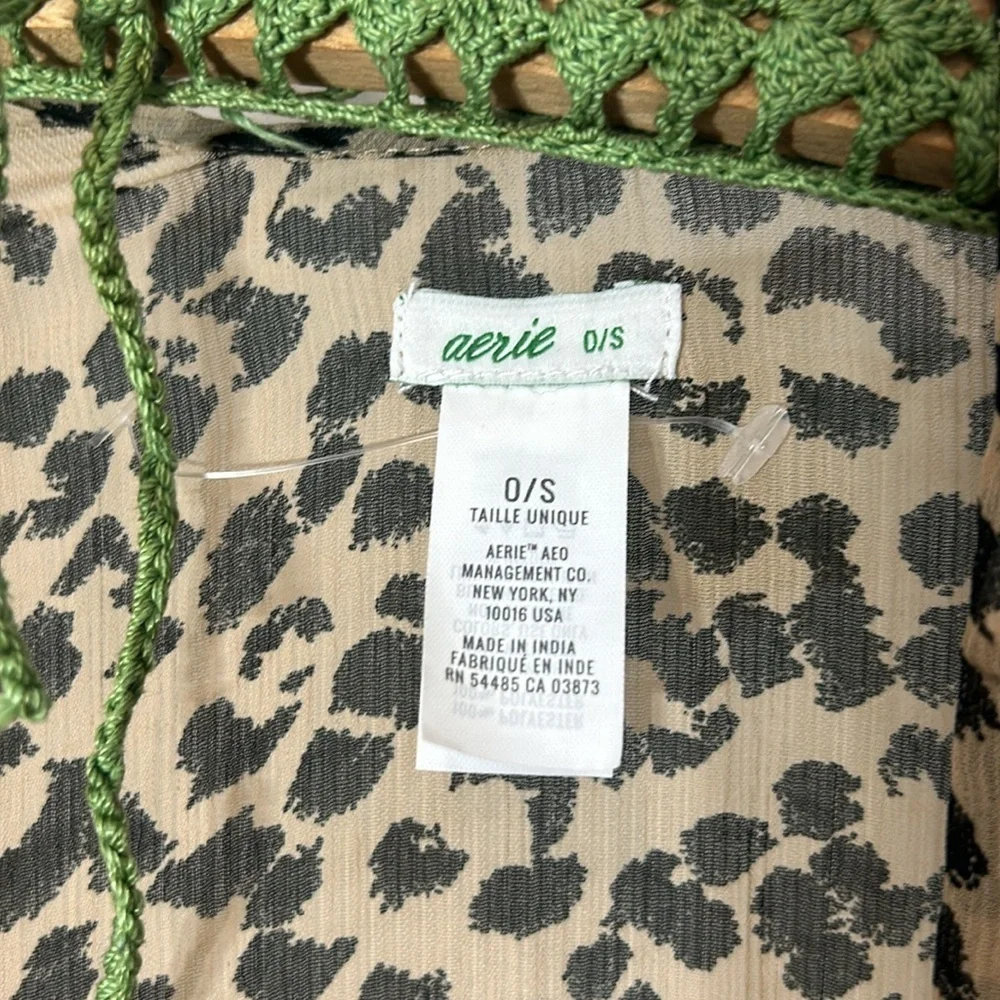 Aerie leopard cheetah animal print open sheer cardigan one size adult cover up
